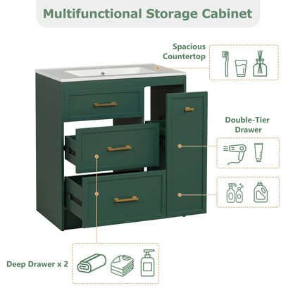 Classic 30" Bathroom Vanity Set w/Premium Ceramic Sink