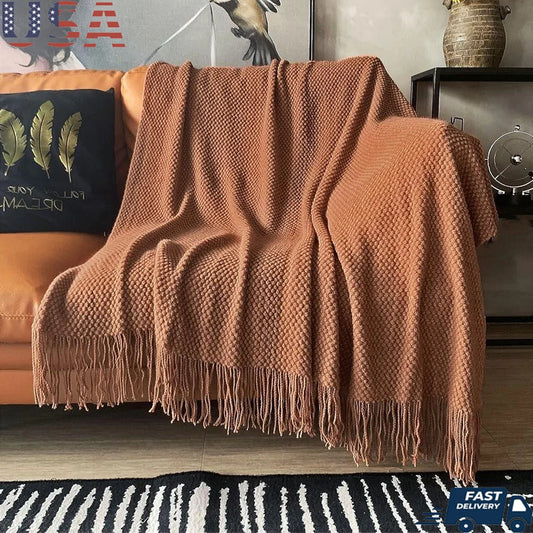 Lightweight Knitted Throw Blanket