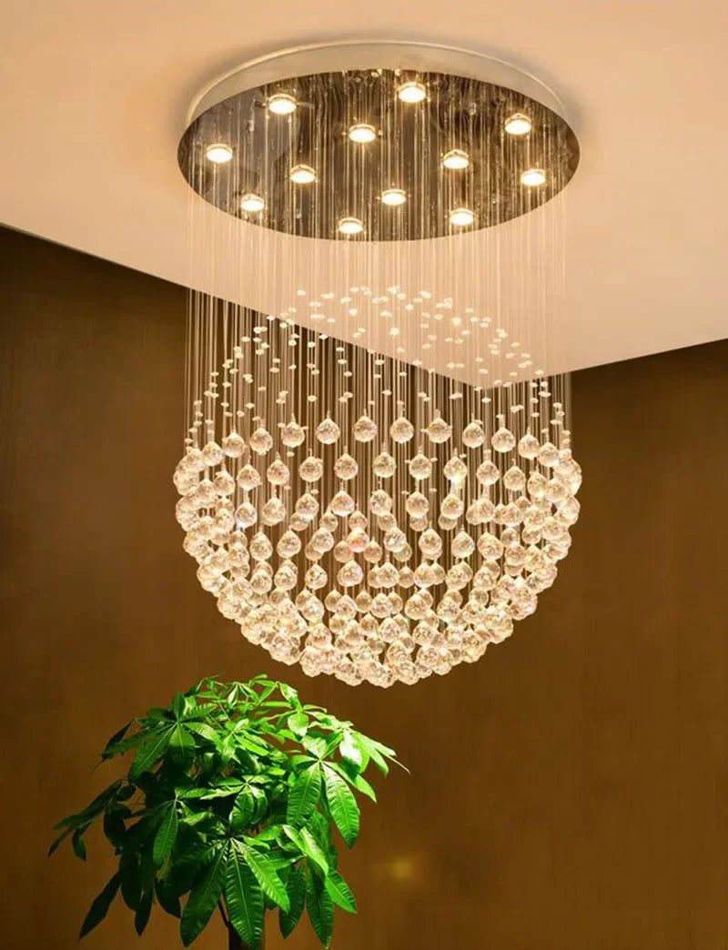 Modern 6-Light K9 Crystal Raindrop Chandelier