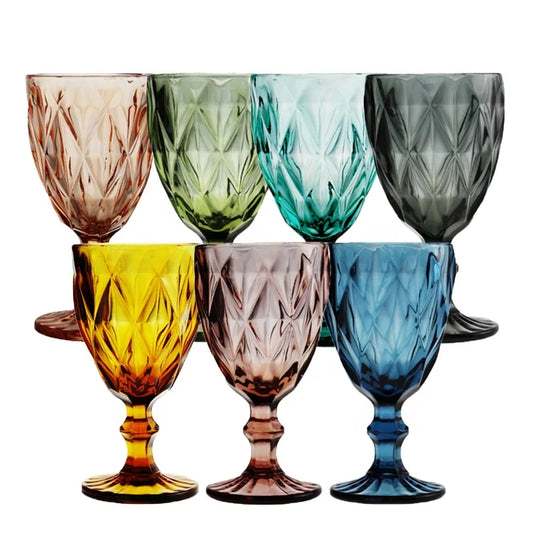 Exquisite Vintage Colored Goblet Glassware/Set of 24