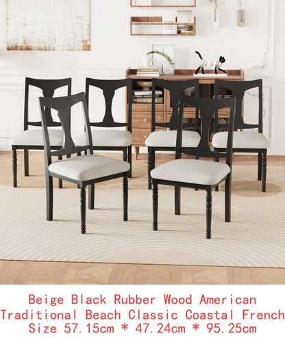 Country Farmhouse Style 7-Piece Dining Set w/6 Chairs