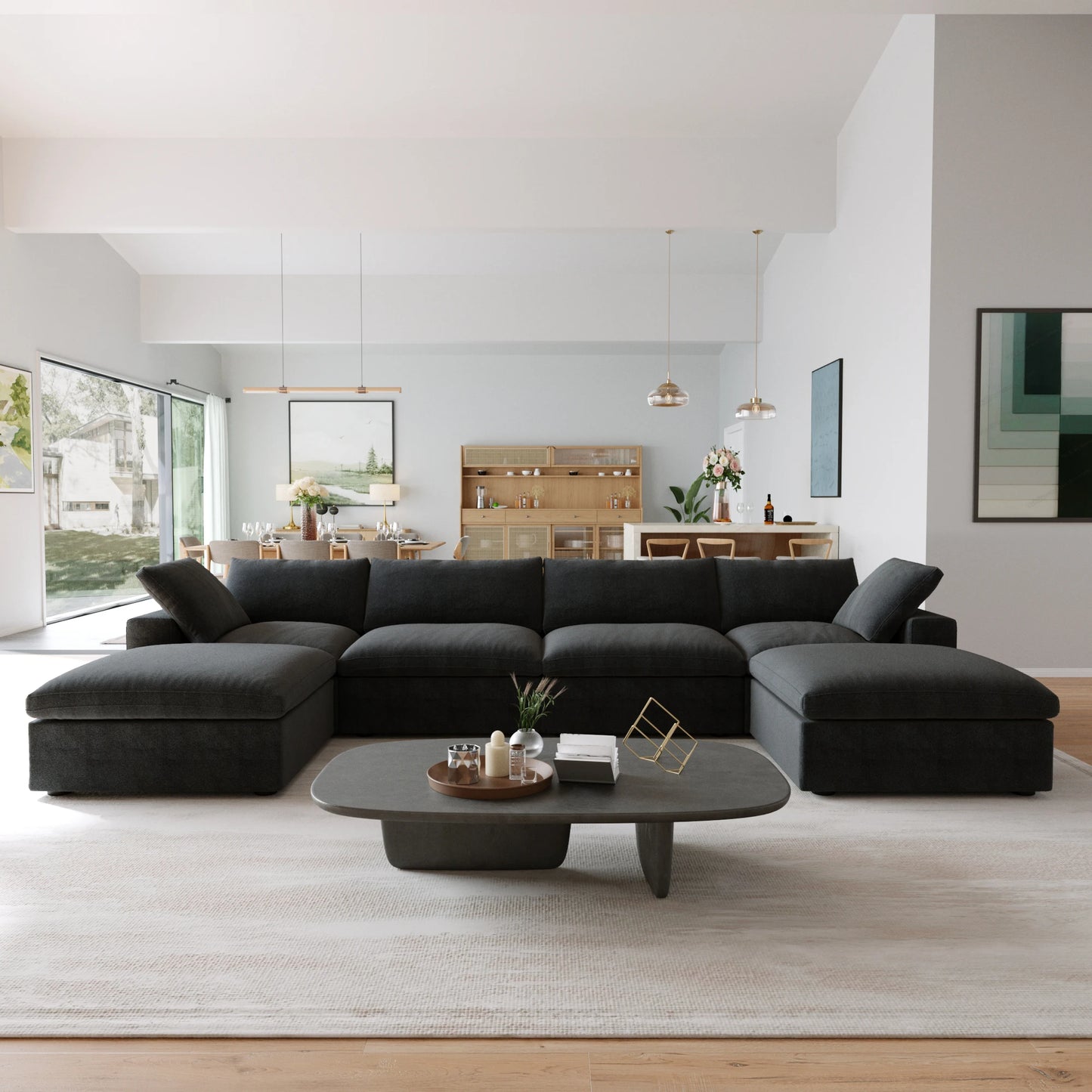 Modular 6-seat U-shaped Down Filled Comfy Cloud Couch