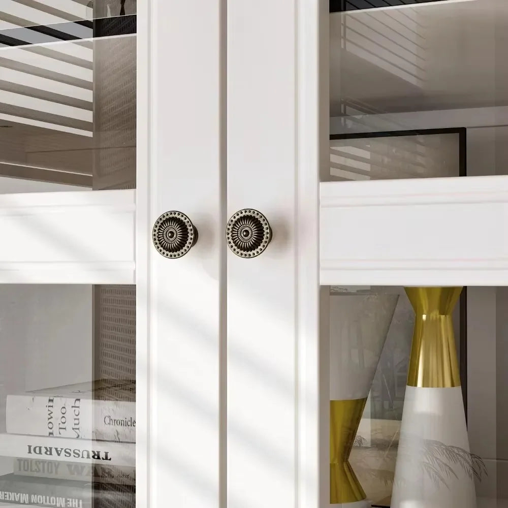 White Arched Curio Cabinet w/Glass Doors