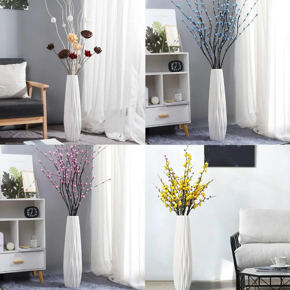 White 24" Tall Ceramic Floor Vase