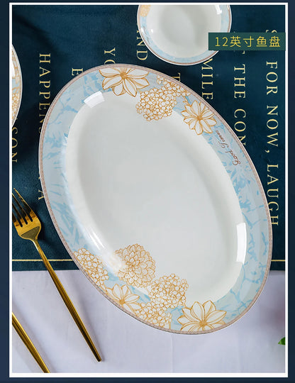 Sleek and sophisticated Elegant 16-Piece Blue And White Ceramic Dinnerware Set great for any occasion.