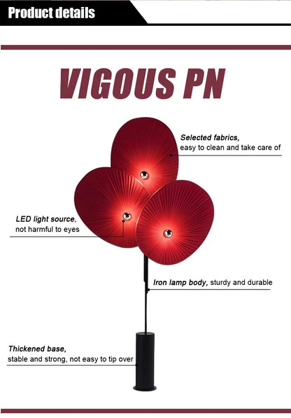 Elegant Modern Triple Floral Floor Lamp with LED light creating a warm ambiance.