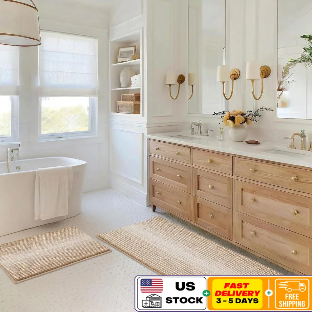 Thick Absorbent Chenille Bath Mats