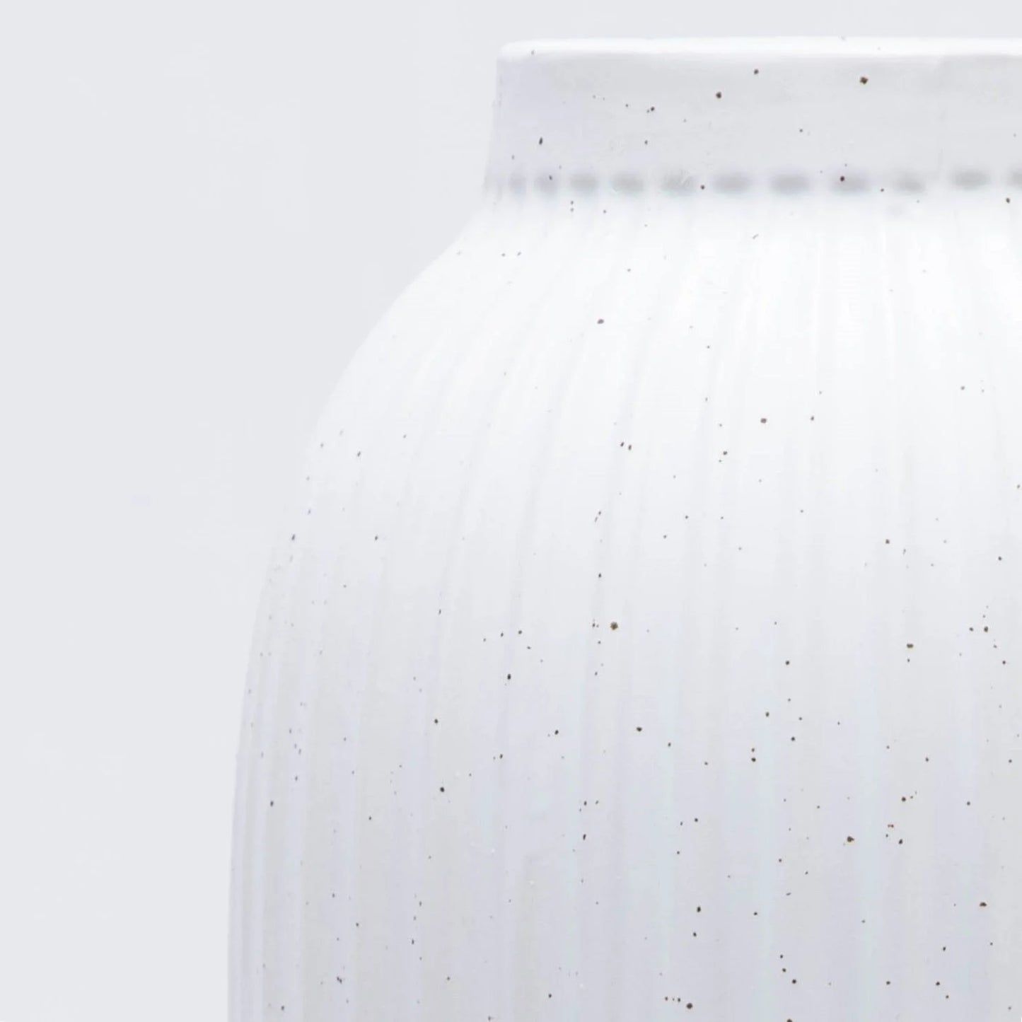 Decorative Indoor Speckled White Ribbed Ceramic Vase