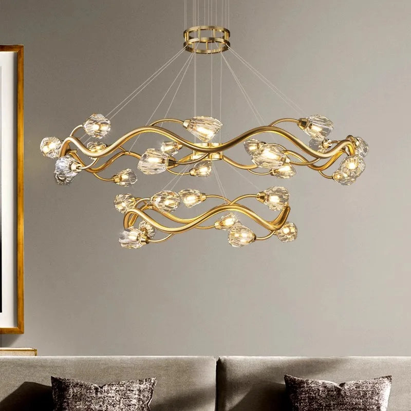 Modern Luxury Copper Spiral Design Chandelier