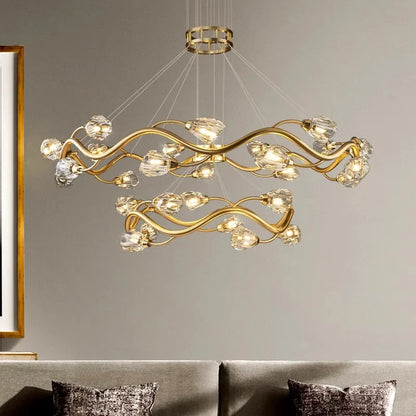 Modern Luxury Copper Spiral Design Chandelier