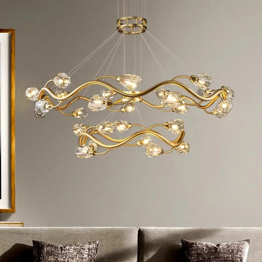 Modern Luxury Copper Spiral Design Chandelier