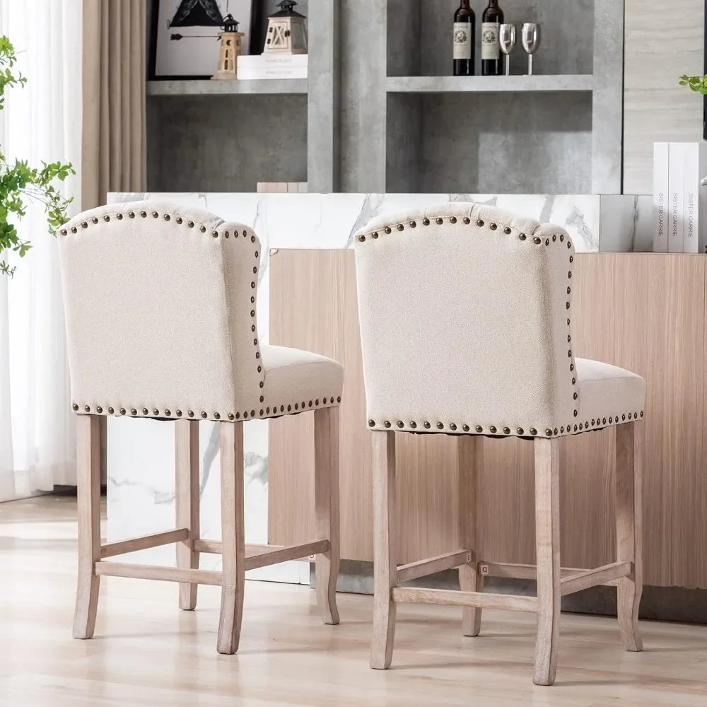 26" Tufted Upholstered Counter Height Bar Stool