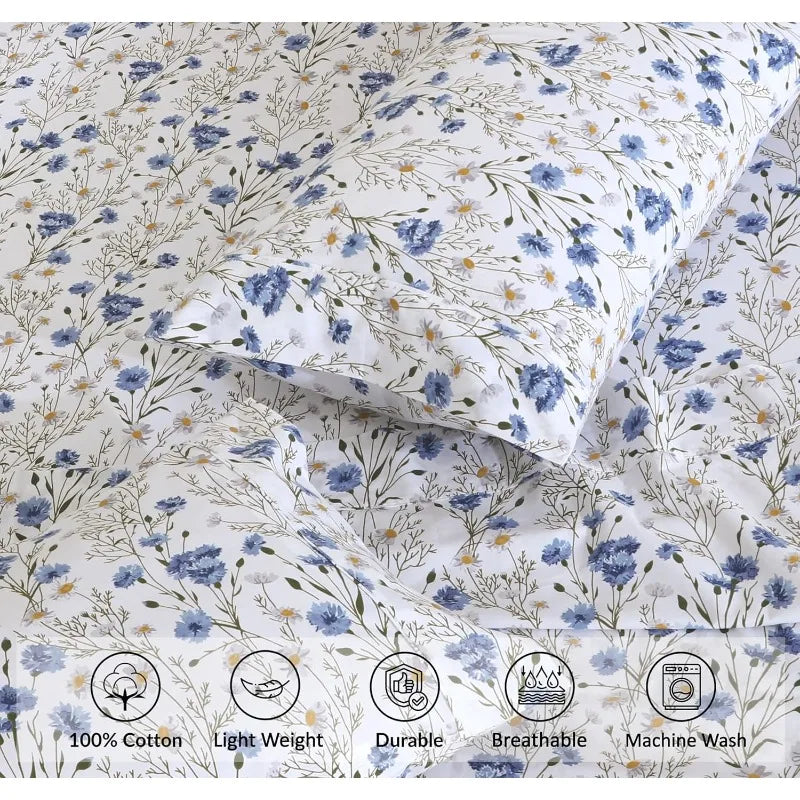 Hotel Quality 100% Cotton Perfect Floral Bed Sheets   
