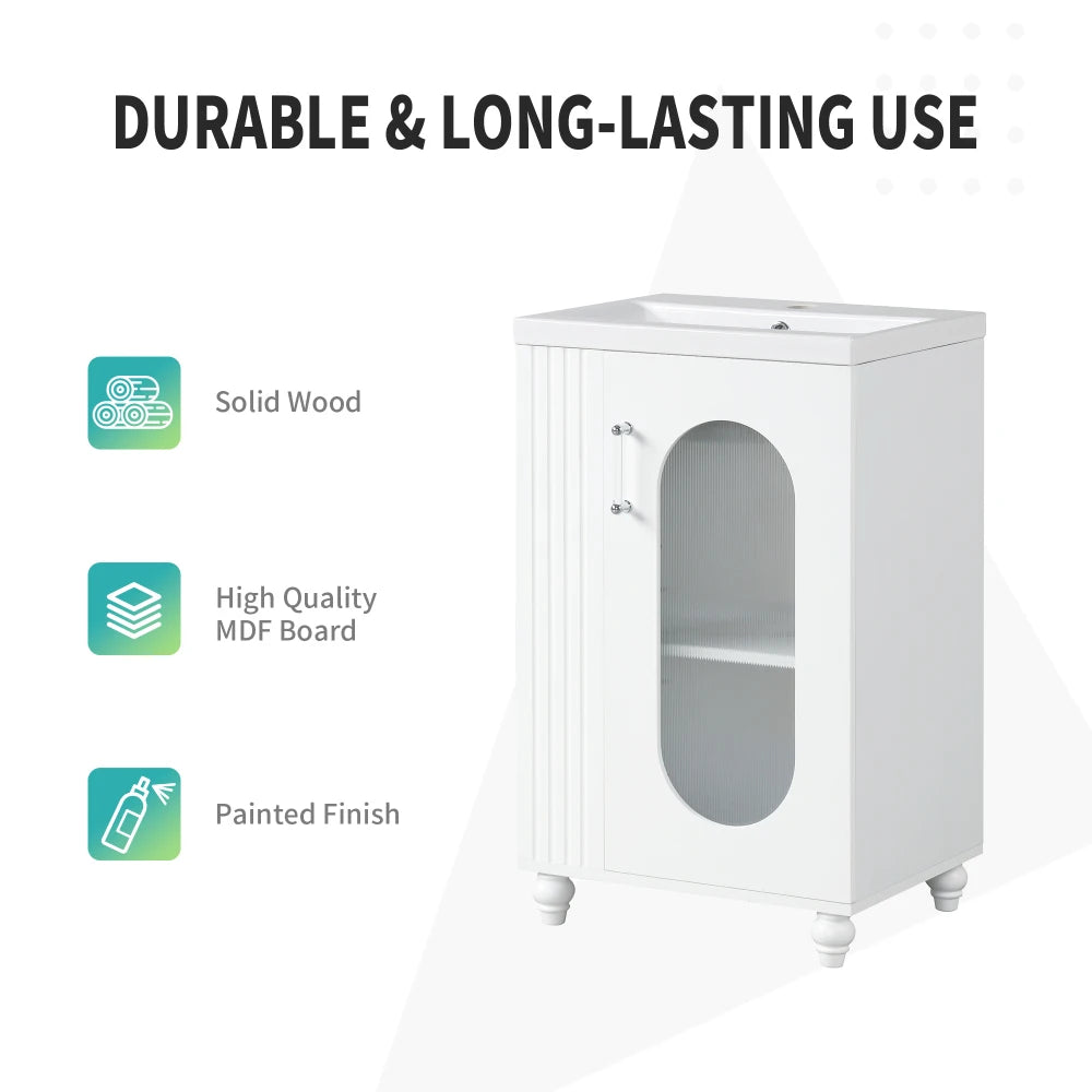 Modern 20" Freestanding Bathroom Vanity w/Drop-in Sink
