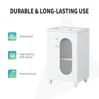 Modern 20" Freestanding Bathroom Vanity w/Drop-in Sink