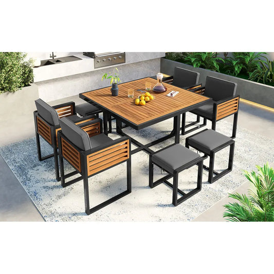 Acacia Wood 9-Piece Patio Dining Set