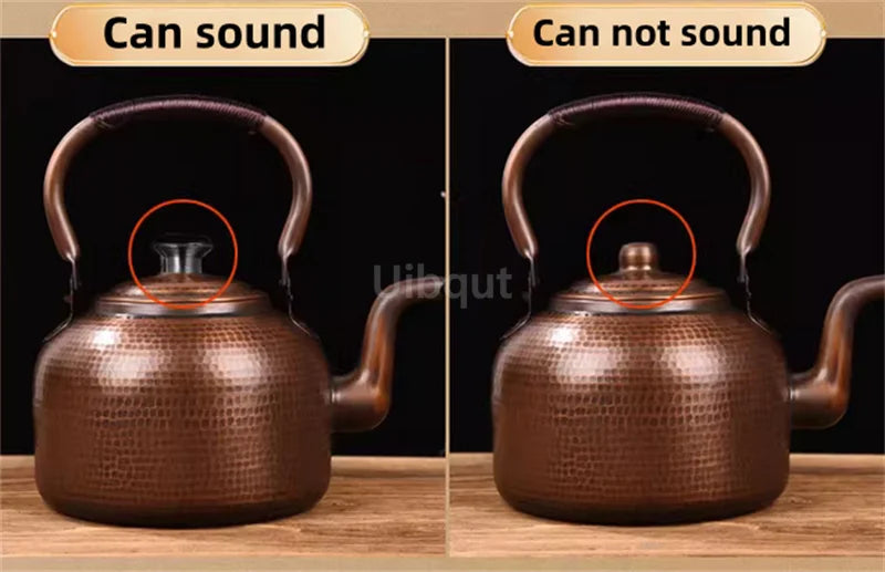 Copper Teapot 100% Pure Handmade – Anti-scalding woven handle on the vintage kettle.