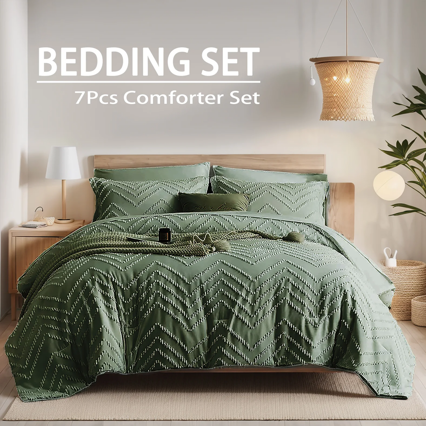 Elegant 7-piece Cut Flower Design king/Queen Quilt Set