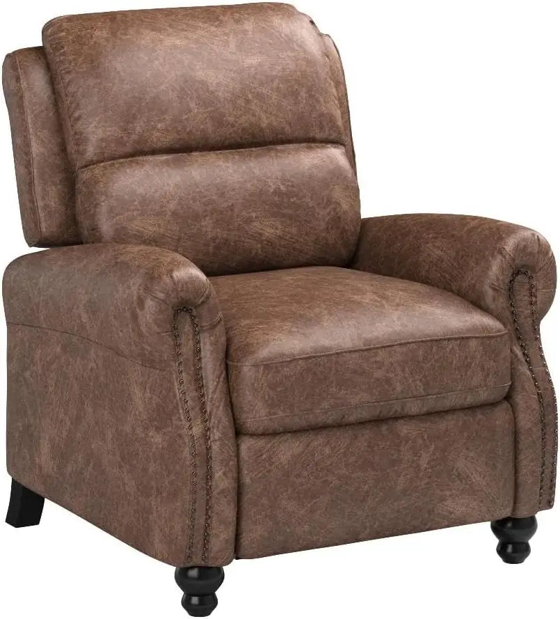 Pushback Recliner Faux Leather Chocolate Armchair