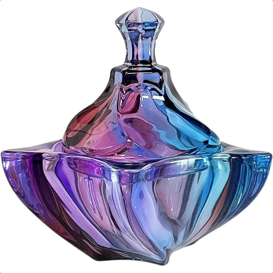 Luxury Star Shaped 14oz Colorful Crystal Candy Dish w/Lid