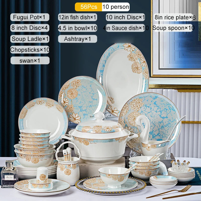 Elegant 16-Piece Blue And White Ceramic Dinnerware Set that combines style with everyday functionality.