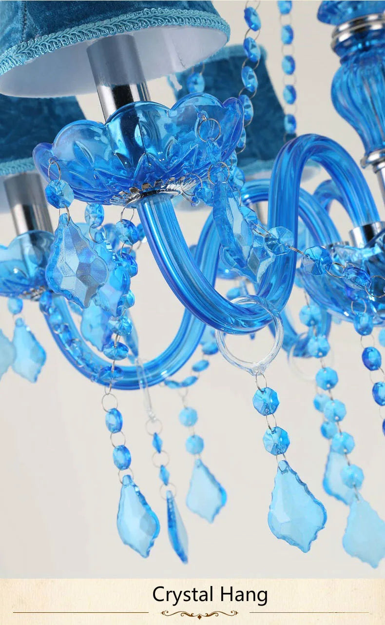 European Mediterranean Blue Crystal Chandelier