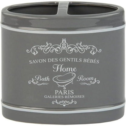 Decorative 4-Piece Gray Ceramic Bathroom Ensemble w/a Chic Paris Design