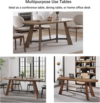 Large Mid-Century Walnut Oval Dining Table Set highlighting spacious seating for 6–8, perfect for entertaining.
