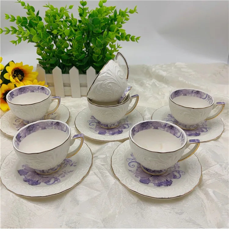 Exquisite Afternoon Tea Coffee Cup & Saucer Sets w/Gold Trim