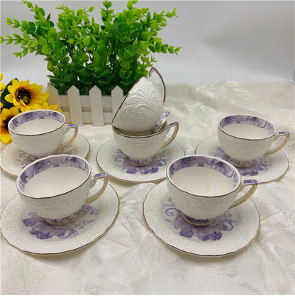 Exquisite Afternoon Tea Coffee Cup & Saucer Sets w/Gold Trim