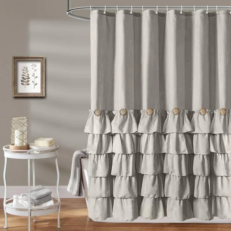 Farmhouse 72"x72" Fabric Shower Curtain Set