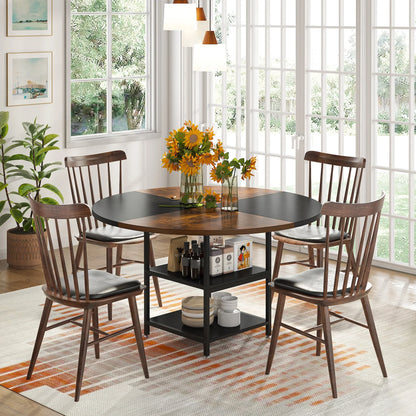 47" Round Solid Wood Dining Table for 4
