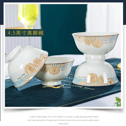 Elegant 16-Piece Blue And White Ceramic Dinnerware Set creating lasting memories around the dinner table.