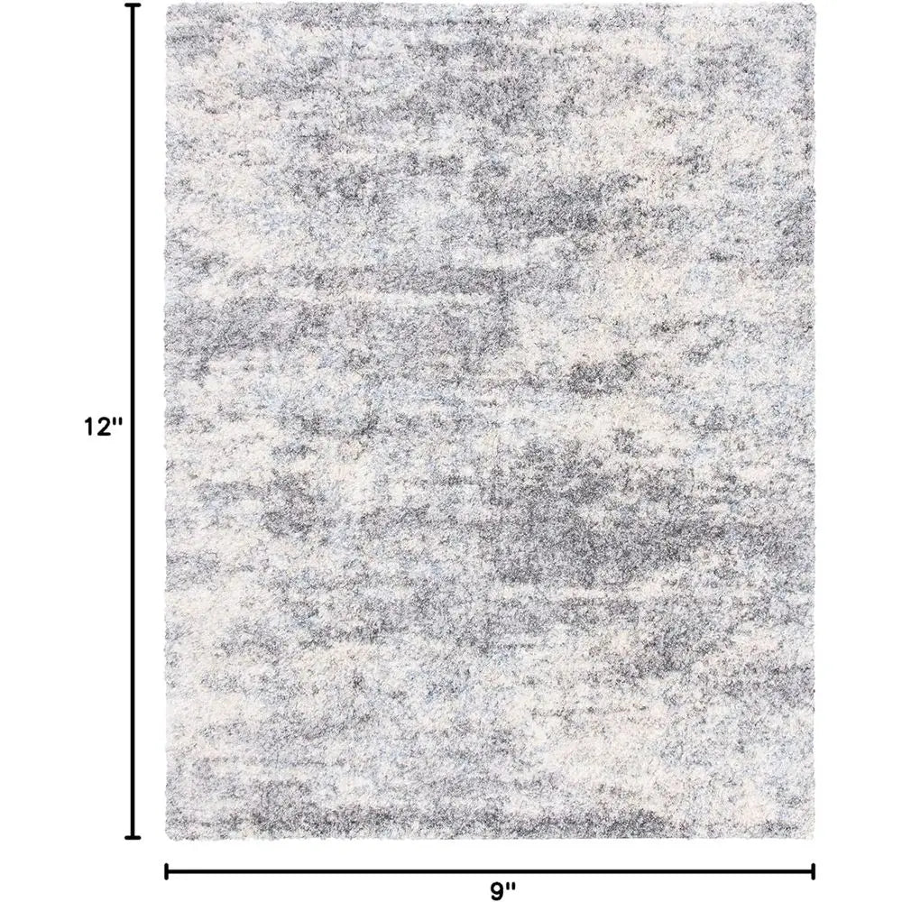 Detailed view of the Luxury Grey Blue Shag Area Rug 9x12 – showing plush high pile and abstract design, perfect for stylish interiors.