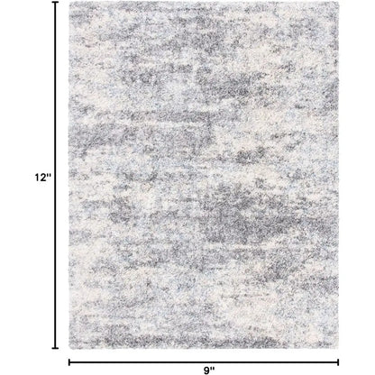 Detailed view of the Luxury Grey Blue Shag Area Rug 9x12 – showing plush high pile and abstract design, perfect for stylish interiors.