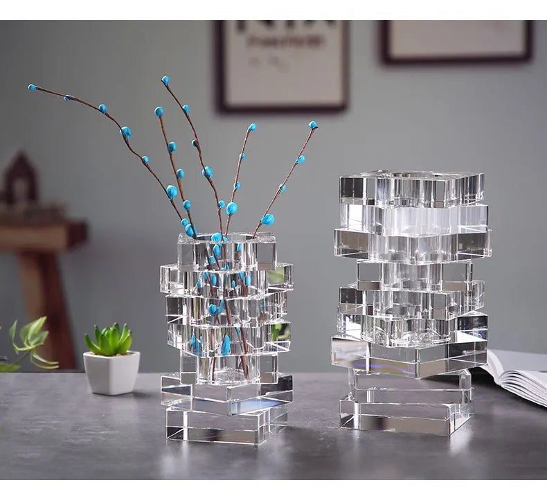 Luxurious Modern Nordic Style Crystal Vase for Living Room