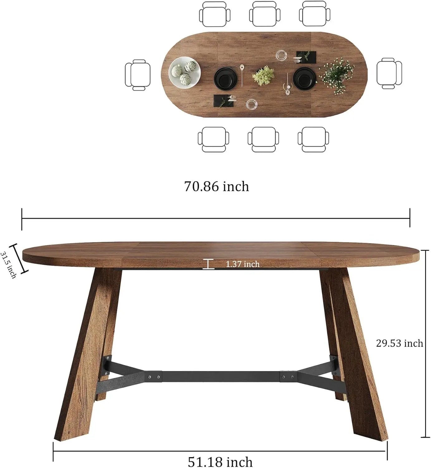 Stylish Mid-Century Walnut Oval Dining Table Set around a cozy dining room setting, perfect for family gatherings.