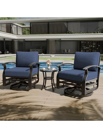3-Piece Aluminum Outdoor Swivel Rocking Chair Set