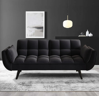 The rich velvet texture of the 57" Velvet Convertible Futon Sofa in a stylish home setup.