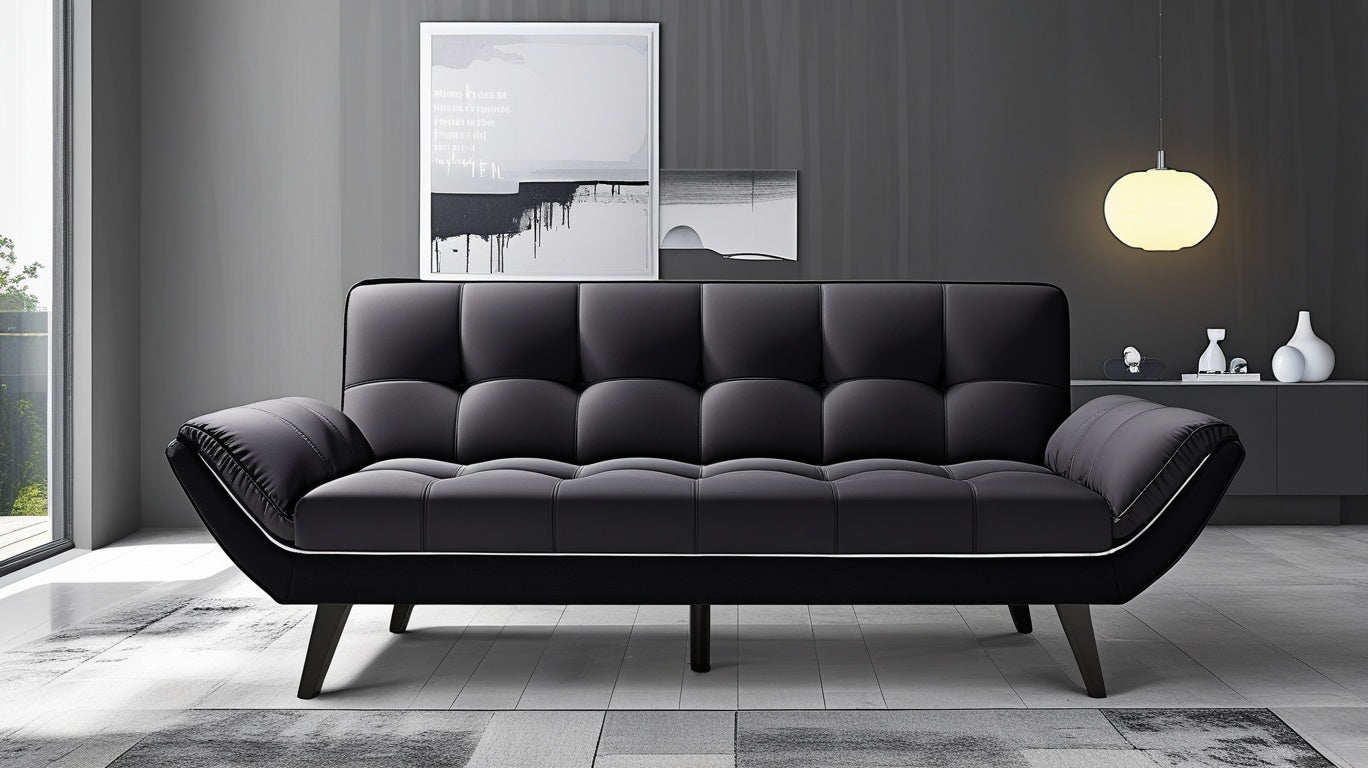 Overview of the 57" Velvet Convertible Futon Sofa Bed, highlighting its dual functionality for small spaces.