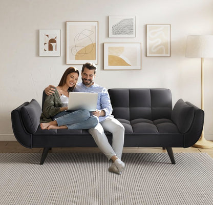 The luxurious velvet fabric of the 57" Velvet Convertible Futon Sofa Bed, emphasizing its upscale aesthetic.