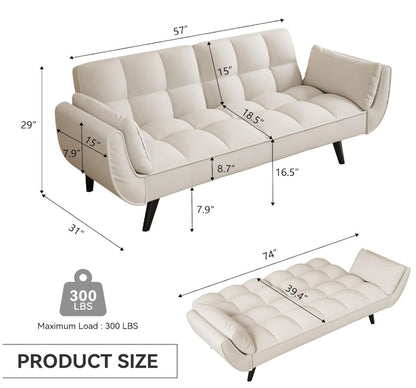 Stylish home upgrade with the 57" Velvet Convertible Futon Sofa, a perfect addition for modern interiors.
