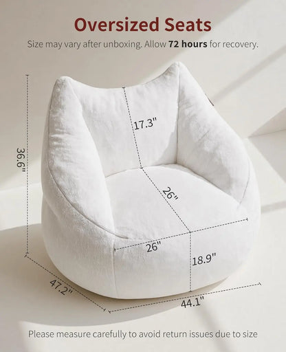 Oversized Modern Bean Bag Chair For Lounging w/Plush Memory Foam Filling