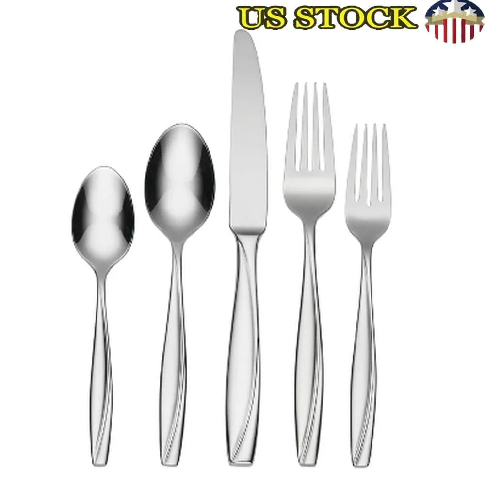 Modern Stainless Steel 20-Piece Flatware Set w/a Mirror Polished Finish