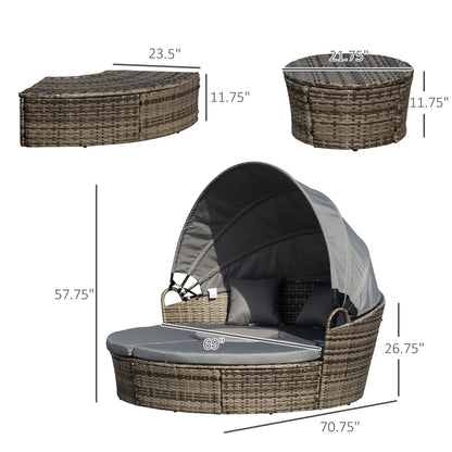 4-Piece Dark Grey Outdoor Convertible Daybed