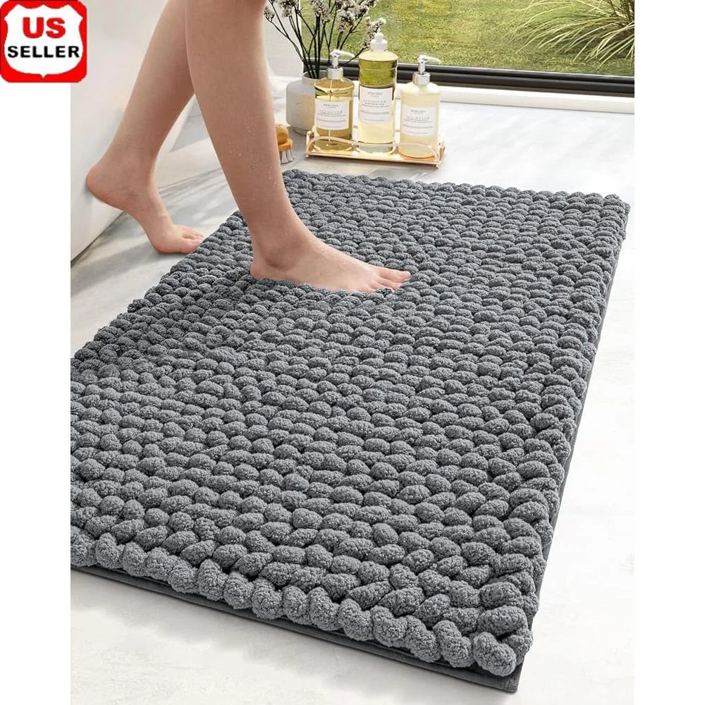 Soft High-Pile Tufted Chenille Bathroom Rug