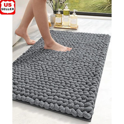 Soft High-Pile Tufted Chenille Bathroom Rug