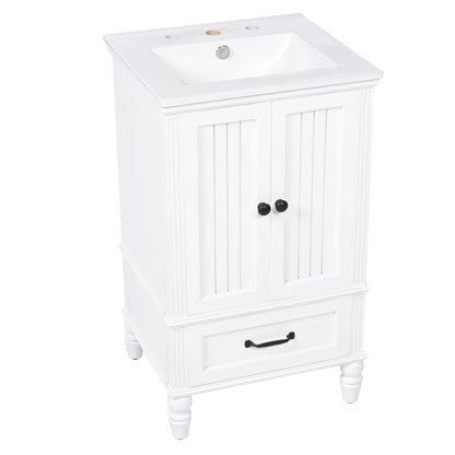Modern & Independent 20" White Bathroom Vanity w/Semilune Ceramic Sink
