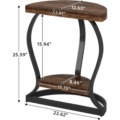 Elegant Vintage Style Half Moon Side Table for Living Room