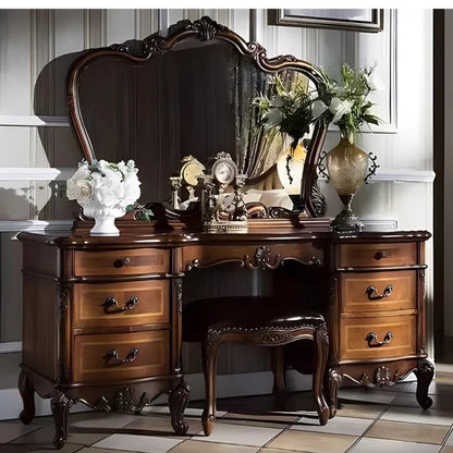Luxurious Modern Hollywood Vanity Table w/Mirror & Stool